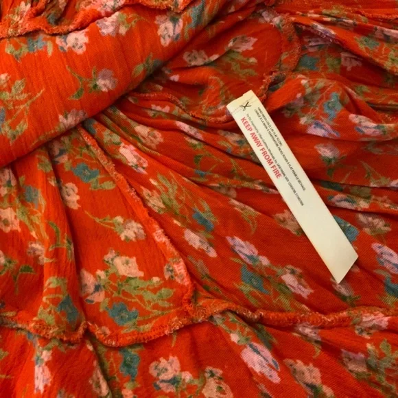 FREE PEOPLE floral print ruffled mini dress/cross back - Picture 4 of 11